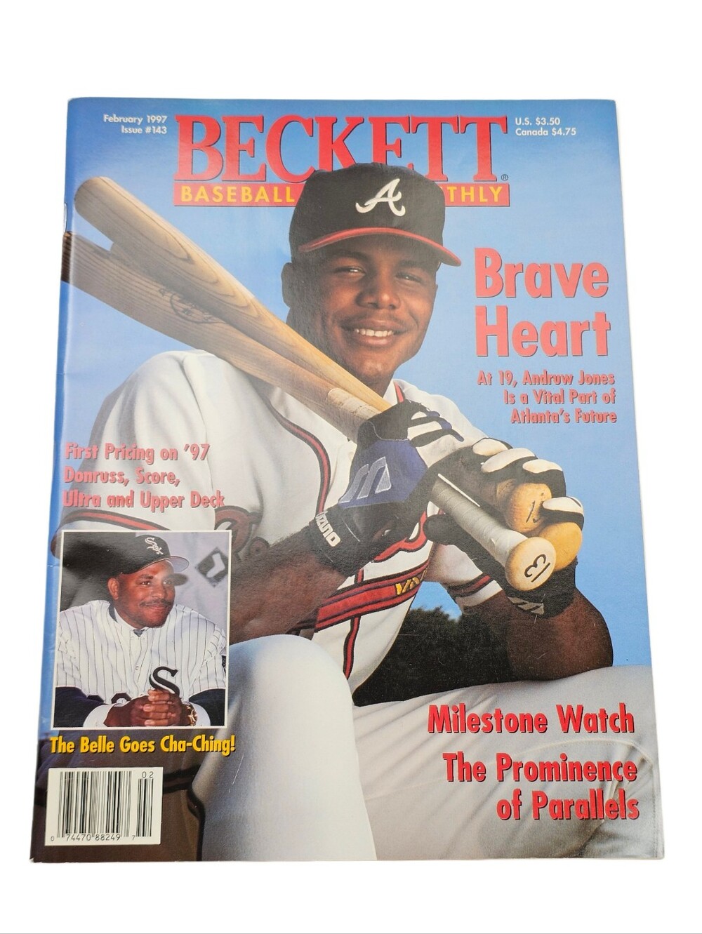 Feb 1997 Beckett Baseball Card Monthly Magazine #143 Andruw Jones Albert Belle